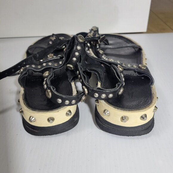 A.S.98 metal rock stud leather wrap platform sandals size 7 - Picture 4 of 12